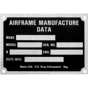 Exterior Airframe Data Placard